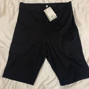 Woman’s black ribbed biker shorts, 9” inseam, new w/ tags
